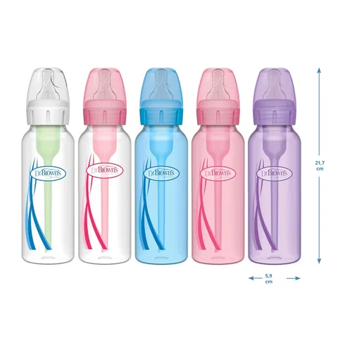 Vista 14 de Dr. Brown's Natural Flow Anti-Colic Options+ Biberón de cuello estrecho, 8 oz/250 mL, con tetinas de flujo lento Nivel 1, 0m+, paquete de 4