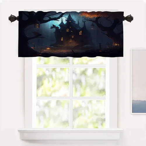 Vista 29 de Shrahala Blue Bright Tier Curtains for Kitchen Windows, Colorful Acrylic Paint Pour Abstract Design Cafe Curtain Multilayer Polyester Blackout Half