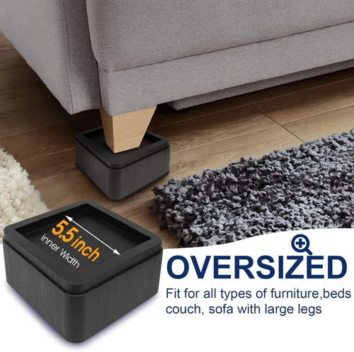 Vista 3 de MYMULIKE Elevadores de cama de 2 pulgadas, de gran tamaño se ajustan a patas de 5.5 pulgadas, resistente 6000 libras, bloques elevadores de cama