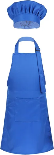 Vista 11 de Children's Chef Kitchen Costume Apron Hat Outfits Adjustable Cooking Baking Painting Crafting Bib Artist Apron