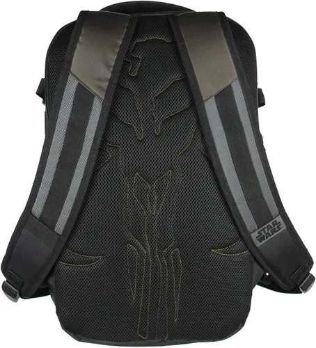 Vista 3 de Bioworld Star Wars The Mandalorian Bounty Hunter Mochila de manga acolchada para laptop de 19 pulgadas