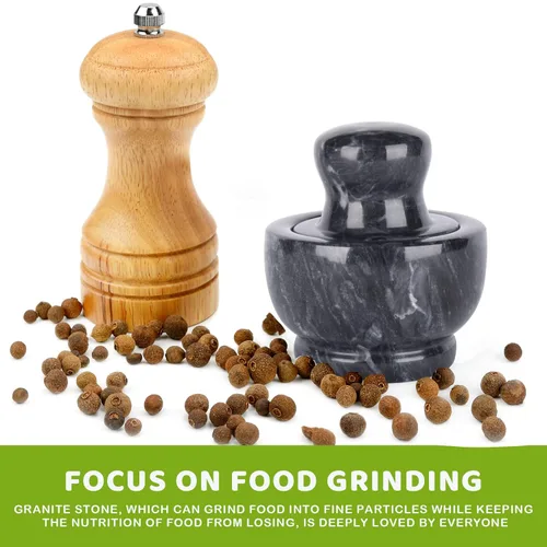 Vista 2 de Comie Juego de mortero y mortero de mármol, trituradora de píldoras en forma de hongo y molinillo de especias, molinillo de café manual, 3.7