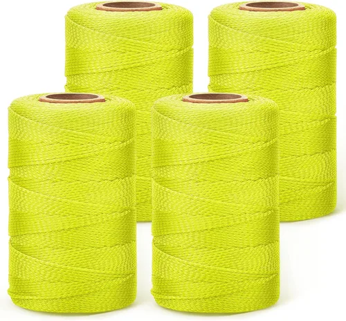 Vista 18 de Amylove Línea de cuerda Mason de 4 rollos #18, línea de cuerda de construcción trenzada de nailon de 500 pies, cuerda resistente para exteriores