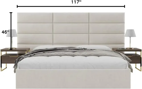 Vista 249 de Vänt - Paneles tapizados de cabecera para montar en la pared, diseño Isabelle, 60 x 23 pulgadas, configuración de 4 paneles individuales