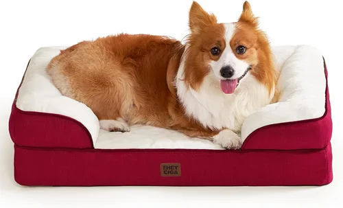Vista 119 de EHEYCIGA – Cama ortopédica impermeable para perros pequeños, de espuma viscoelástica tipo caja de huevos, con bordes elevados y base antideslizante