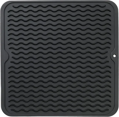 Vista 146 de MicoYang Tapete de silicona para secado de platos para múltiples usos, fácil de limpiar, ecológico, resistente al calor, tapete de silicona