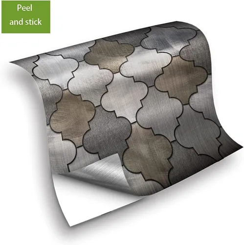 Vista 6 de 25 piezas de azulejos autoadhesivos de transferencia de plata cepillada, calcomanías de azulejos para despegar y pegar, adhesivo de pared a prueba