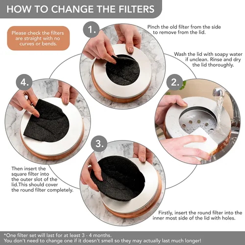 Vista 6 de RED FACTOR Contenedor de Compost Premium para Encimera de Cocina - Cubo de Residuos de Alimentos de Acero Inoxidable con Tecnología Innovadora