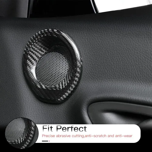 Vista 4 de JSWAN Fibra de carbono 2 unids puerta audio anillo decoración adhesivo para Supra A90 A91 GR MK5 cuerno círculo decoración cubierta puerta panel
