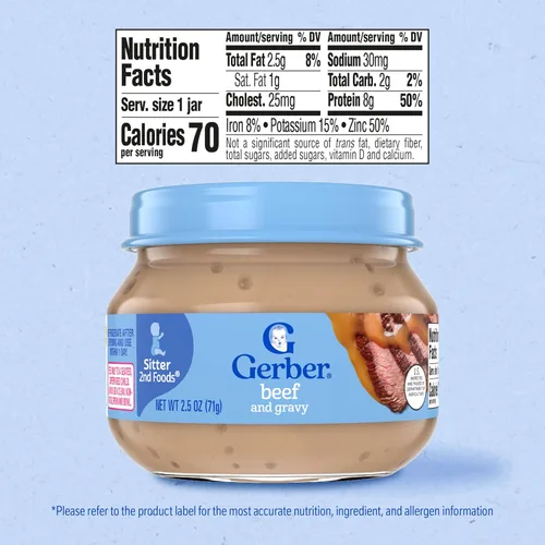 Vista 8 de Gerber Etapa 2 Alimento para bebés, tarro de carne de res y salsa, puré de carne para bebés, hora de la comida del bebé, tarros de puré de bebé, 10
