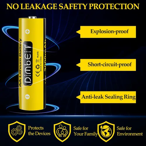 Vista 3 de Paquete de 4 baterías AA de litio, batería de litio doble A de 3000 mAh de larga duración, 20 años de vida útil, baterías de tamaño AA