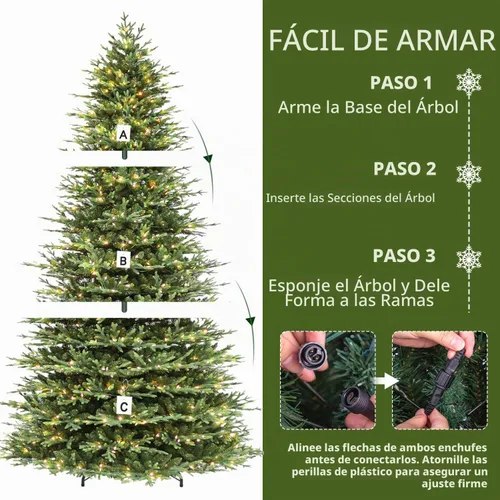 Vista 7 de 7.5FT Prelit Premium Flocked Christmas Tree, 3325 Realistic Tips Árbol flocado prémium