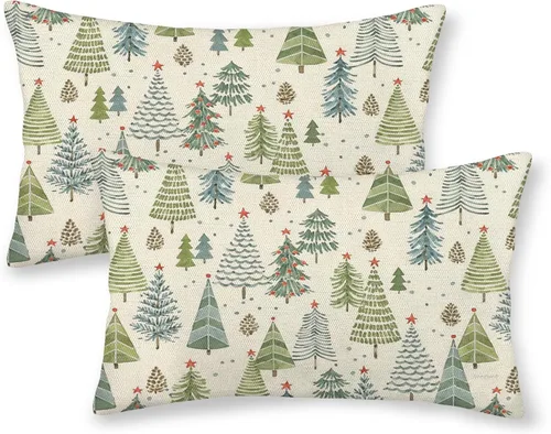 Vista 20 de Fundas de almohada de Navidad 40 x 40 cm, juego de 2 cojines con diseño de copo de nieve, a cuadros color negro y rojo, funda de almohada de búfalo