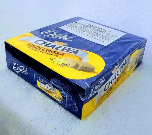 Vista 2 de E.Wedel Chalwa Krolewska Vanilla - Halva de sésamo polaco con sabor a vainilla, 9 piezas x 3.53 oz (caja completa)