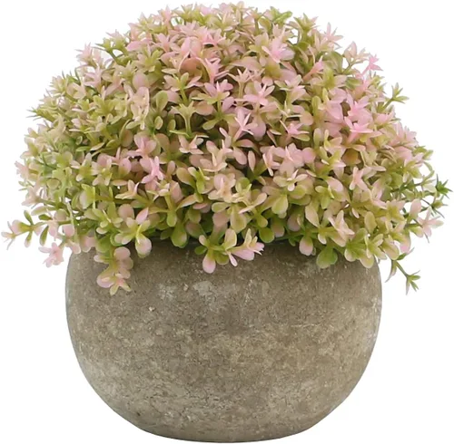 Vista 7 de Ogrmar Mini plantas artificiales de plástico, hierba en maceta, pequeña vegetación artificial/mini plantas topiarias arbustos para baño, decoración