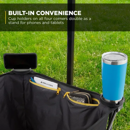 Vista 10 de Gorilla Carts GCSW-7P 7 Cu. ft. Carrito plegable para exteriores con cama grande, color negro