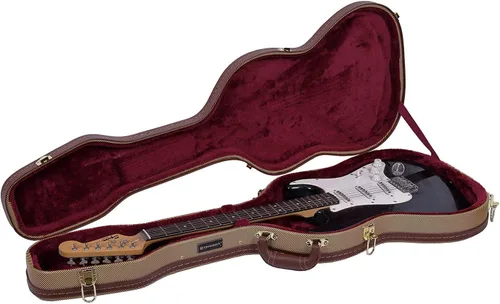 Vista 8 de Crossrock Estuche de Guitarra de Madera Compatible con Guitarras Eléctricas Semi-Huecas de 6 Cuerdas Estilo 335 - Cierres de Acero Inoxidable, Forro