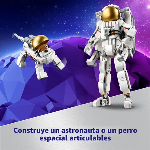 Vista 4 de LEGO Creator 3 en 1 Juguete de Astronauta Espacial, Set de Construcción que se Transforma de Figura de Astronauta a Perro a Jet Víbora, Idea