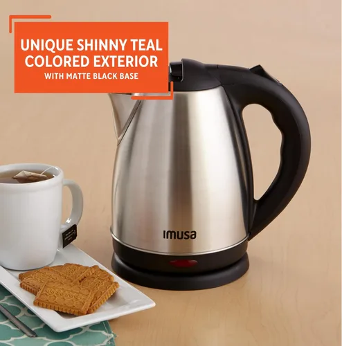 Vista 4 de IMUSA USA GAU-18220 - Tetera eléctrica inalámbrica de acero inoxidable de 1,8 litros con boquilla de vertido fácil de servir