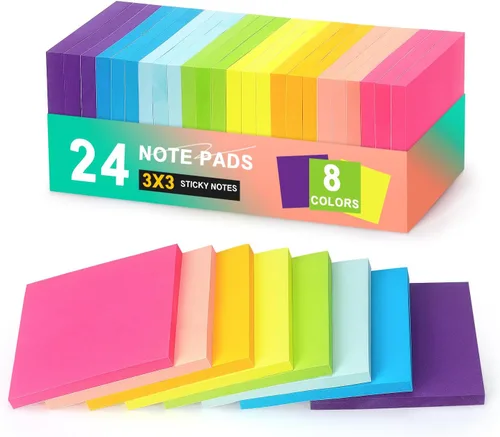 Vista 9 de Early Buy Notas adhesivas de 3 x 3 pulgadas, 16 blocs, 8 colores brillantes 16 almohadillas de 60 hojas