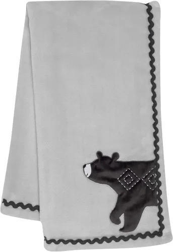 Vista 8 de Lambs & Ivy Manta de bebé de la jungla gris/blanco de falso shearling con diseño de perezoso para bebé