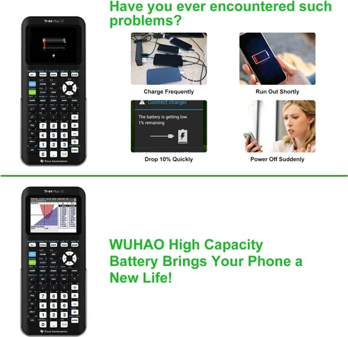 Vista 3 de WUHAO Reemplazo de batería TI-84 Plus CE [2025 actualizado] 1500mAh para Texas Instruments TI-84 CE/TI 84 Plus CE/TI-Nspire CX II/Color TI Nspire CX