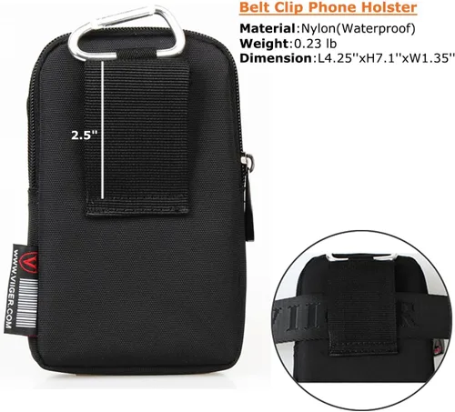 Vista 4 de VIIGER Funda versátil de nailon doble para teléfono celular, funda para cinturón para hombre con clip, bolsa para cinturón para teléfono