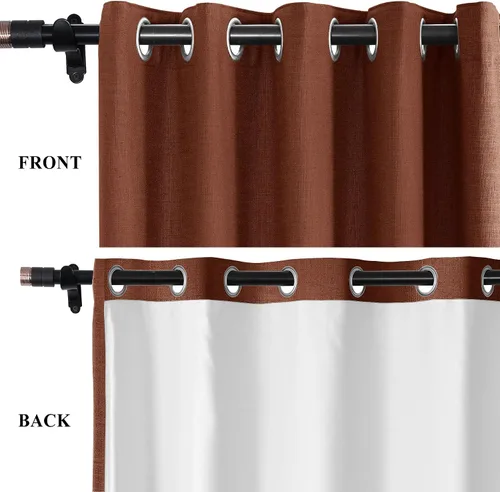 Vista 3 de Fcosie Cortinas opacas de lino para dormitorio, 2 paneles, cortinas de cortina con aislamiento térmico con ojales, cortinas de ventana con reducción
