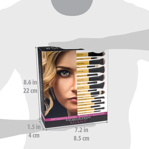 Vista 4 de SHANY Artisan's Easel Bamboo – Colección Elite Cosmetics Brush – Juego completo de brochas de maquillaje Kabuki con soporte de cepillo convertible