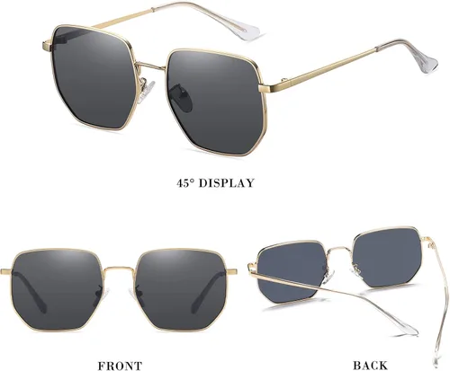 Vista 3 de HJSTES Square Polarized Sunglasses Womens Men Trendy Hexagon Frame Sun Glasses UV400 Protection