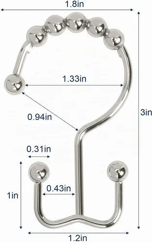 Vista 8 de Gidse Ganchos para cortina de ducha, resistentes de acero inoxidable de doble cara, anillos para cortina de baño, cortinas de ducha, juego de 12