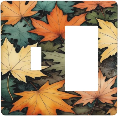 Vista 79 de Cubiertas Decorativas de Arte para Interruptores de Luz de Hojas de Otoño Placa de Pared de Palanca Individual Cubierta Decorativa para Interruptor