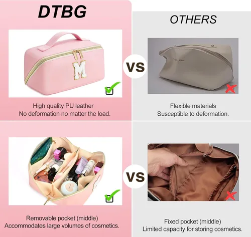 Vista 4 de Bolsa de maquillaje con iniciales personalizadas para mujer, Rosa, F