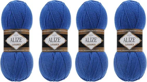 Vista 26 de Alize Lanagold - Hilo para tejer, lana para manualidades, mezcla de hilo para tejer a mano, cálida, suave, natural, gruesa, tejida a mano, lote de 4
