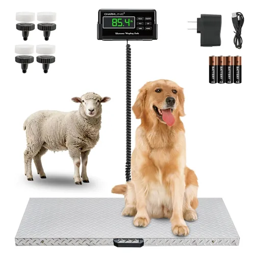 Vista 9 de Charmline Báscula postal digital de alta precisión de 660 libras x 0.1 libras, báscula veterinaria para mascotas con plataforma grande de acero