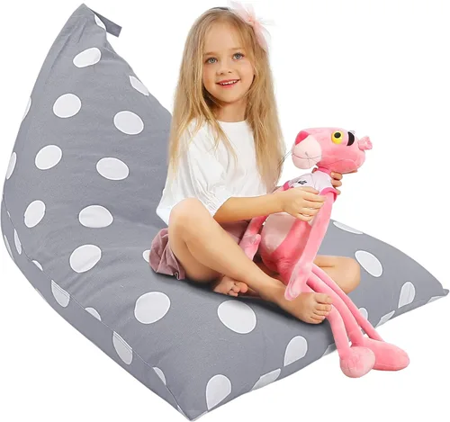 Aubliss - Sillón puf para almacenamiento de animales de peluche, adecuado para niños, niñas y adultos, sólo incluye la funda de puf, con cremallera