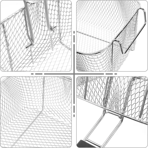 Vista 6 de BESTonZON Cesta mediana de acero inoxidable para freír con chispas francesas, para servir alimentos, con asa, apta para ollas de hasta 5/6 L