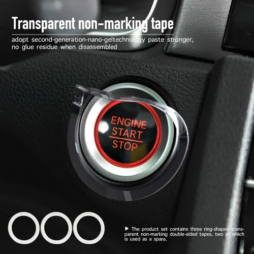 Vista 7 de Tybasthe - Cubierta original para botón de arranque, protector de fibra de carbono para el botón de arranque del motor de automóvil, calcomanías