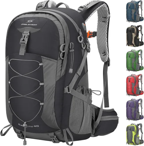 Mochila de senderismo Maelstrom, mochila de camping, mochila de senderismo impermeable de 40 l con cubierta para la lluvia, mochila ligera de viaje,