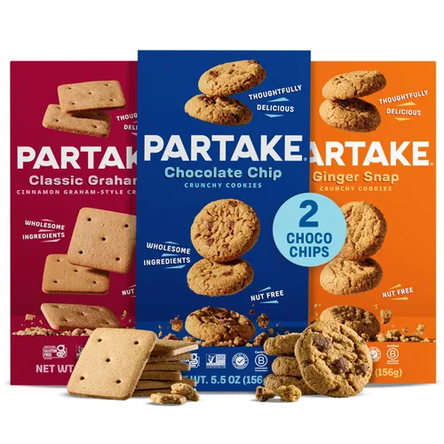 Vista 28 de Paquete variado de galletas horneadas suaves Partake sin gluten (chispas de chocolate, Snickerdoodle, limón) – Veganas – Sin 9 alérgenos incluyendo