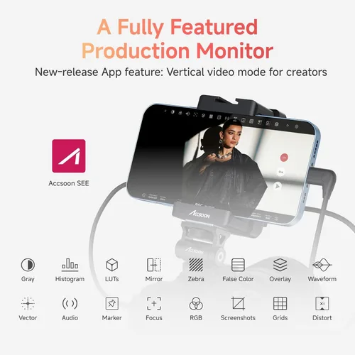 Vista 6 de Accsoon SeeMo - Transmisión de video HDMI 4K para iPhone 17/16/15/14/13 iPad, monitor transmisor de cámara de video 4K30/1080p60, transmisión