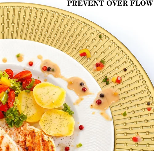 Vista 5 de DEAYOU Paquete de 12 platos de carga dorados, cargadores de cuentas de 13 pulgadas para platos de cena, platos de carga redondos reutilizables