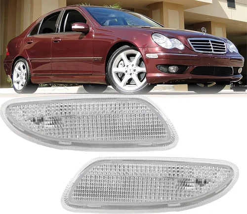 USR DEPO 01-07 W203 Clase C - Juego de luces laterales transparentes para parachoques (izquierda + derecha) compatible con Mercedes Benz W203 Clase
