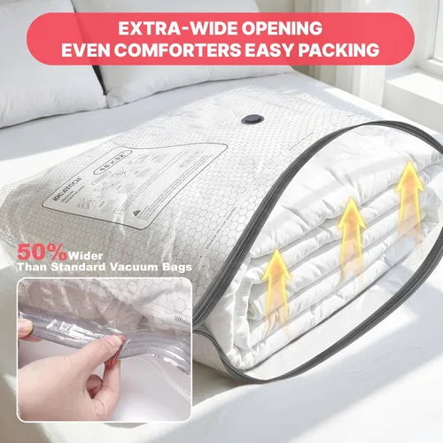 Vista 3 de IDEATECH Bolsas de almacenamiento al vacío con bomba eléctrica, bolsas de vacío extra grandes y resistentes para ropa, edredones y ropa de cama