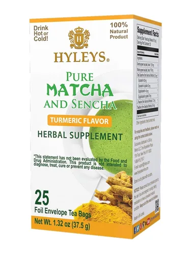 Vista 5 de Hyleys Bolsas de té Matcha con jengibre, 25 bolsas de té (té verde japonés puro Matcha Wellness)