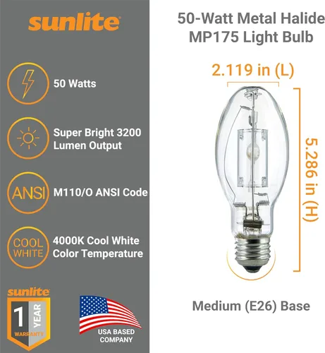 Vista 2 de Sunlite Lámpara de halogenuros metálicos protegidos M110/O 50W Transparente