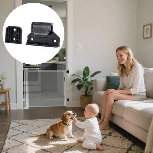 Vista 7 de Pieza de repuesto retráctil negra para puerta de bebé, 55 pulgadas de ancho x 33 pulgadas de alto, kit de extensión retráctil para puerta de bebé