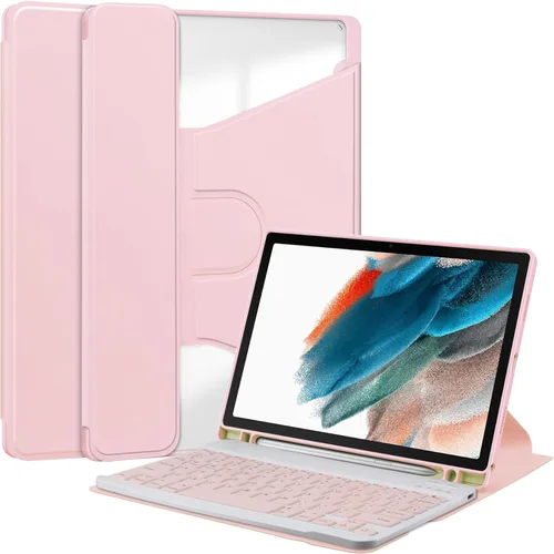 Vista 21 de kaidisen Funda con teclado giratorio 360° para Galaxy Tab S6 Lite de 10.4 pulgadas, soporte vertical, teclado magnético desmontable, funda Azul/claro