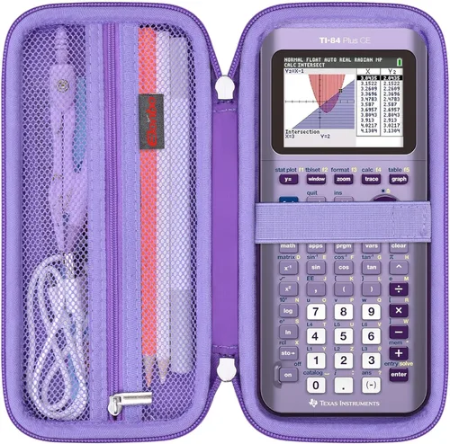 Vista 17 de Elonbo Funda de transporte para calculadora gráfica a color Texas Instruments TI-84 Plus CE/TI-84 Plus/TI-83 Plus/TI-83 Plus CE, bolsillo de malla
