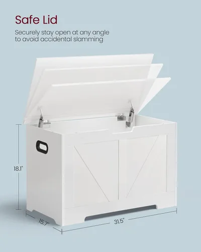 Vista 3 de VASAGLE - ULSB062T14 Cofre de almacenamiento, baúl de almacenamiento con 2 bisagras de seguridad, banco de almacenamiento, banco para zapatos